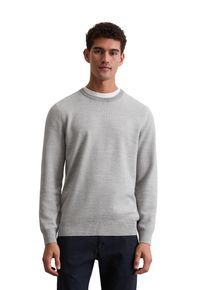 Marc O'Polo Rundhalspullover MARC O'POLO, Herren, Gr. XL, grau (silber gray melange), Strick, Obermaterial: 100% Baumwolle, Rundhals, B&uuml;ndchen, Pullover Rundhalspullover, in Piqu&eacute;-Struktur