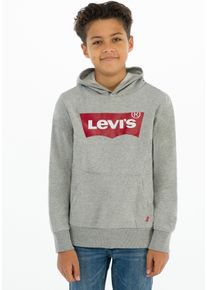 Kapuzensweatshirt LEVI'S KIDS "LVB BATWING PULLOVER HOODIE", Jungen, Gr. 5/110, grau, Sweatware, Obermaterial: 60% Baumwolle, 40% Polyester, bedruckt, Basic schmal h&uuml;ftlang, Rippb&uuml;ndchen, Sweatshirts Kapuzensweatshirt, for BOYS