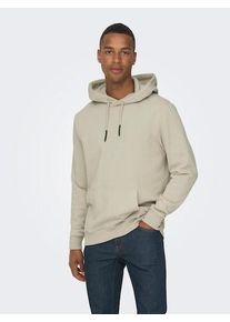 Only & Sons Kapuzensweatshirt ONLY & SONS "ONSCERES HOODIE SWEAT NOOS", Herren, Gr. S, beige (silber lining), angeraute Sweatware, Obermaterial: 65% Baumwolle, 35% Polyester, unifarben, regular fit normal, Rundhals, Rippb&uuml;ndchen, Sweatshirts Kapuzensweatshirt, Baumwollmischung, regular fit