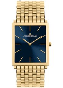 Quarzuhr Jacques Lemans "Nizza", gold (goldfarben, dunkelblau), Armbanduhren, Damen, Quarzuhr, Armbanduhr, Damenuhr, Edelstahlarmband