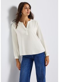 Langarmbluse Street One, Damen, Gr. 42, wollwei&szlig;, Web, Obermaterial: 100% Viskose, bequem Po-bedeckend, Rundhals, 1-Knopf-Manschette, Blusen Langarmbluse, im Tunika-Stil