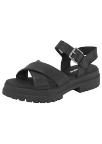 Sandale Timberland "London Vibe CROSS STRAP SANDAL", Damen, Gr. 39, schwarz, Leder, Schuhe Sandale