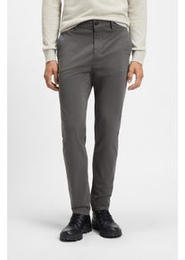 Chinohose BOSS Orange "tapered", Herren, Gr. 31, L&auml;nge 32, grau (020_grau), Web, Obermaterial: 97% Baumwolle, 3% Elasthan, unifarben, gerade, unten schmal lang, Hosen Chinohose, mit BOSS Logo hinten