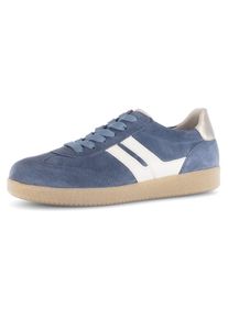 Sneaker Gabor, Damen, Gr. 41, blau (dunkelblau, sand), Glattleder, Veloursleder, kontrastfarbene Details, Schuhe Sneaker, Freizeitschuh, Halbschuh, Schn&uuml;rschuh mit gepolstertem Schaftrand