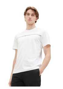 T-Shirt Tom Tailor, Damen, Gr. M, wei&szlig;, Single Jersey, Obermaterial: 100% Baumwolle, bedruckt, regular fit h&uuml;ftbedeckend, Rundhals, Shirts T-Shirt, mit Logofrontprint, Topseller