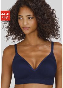 Push-up-BH Lascana "COMFY BRA", Damen, Gr. 85, Cup A, blau (marine), Piqu&eacute;, Obermaterial: 50% Baumwolle, 33% Polyamid, 14% Polyester, 3% Elasthan, Basic, BHs Push-up-BH, ohne B&uuml;gel aus Baumwolle, Basic Dessous, Topseller