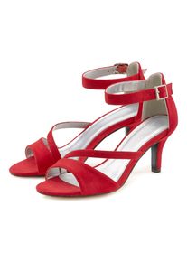 Sandalette Lascana "Sommerschuh", Damen, Gr. 36, rot, Obermaterial: 100% Textilmaterial. Decksohle: 100% Lederimitat. Futter: 100% Lederimitat. Laufsohle: 100% Synthetik, unifarben, Schuhe Sandalette, High-Heel-Sandalette,Riemchensandalette,Sommerschuh mit Riemchen VEGAN, Topseller