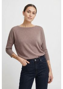 Rundhalspullover Saint Tropez "A2561, MilaSZ R-Neck", Damen, Gr. L, antler melange, Strick, Obermaterial: 80% Viskose, 20% Polyacryl, meliert, bequem normal, Rundhals, Pullover Rundhalspullover, Viskosemischung, Casual fit