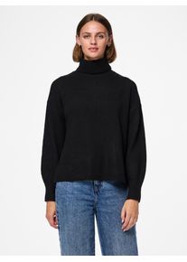 Rollkragenpullover Pieces "PCMALOU LS ROLLNECK KNIT NOOS BC", Damen, Gr. M, schwarz, Strick, Obermaterial: 65% Polyester, 19% Polyacryl, 10% Nylon, 3% Wolle, 3% Elasthan, unifarben, relaxed fit normal, Rippb&uuml;ndchen, Pullover Rollkragenpullover