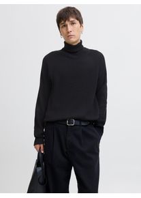 Jack & Jones Rollkragenpullover JACK & JONES "JJPANNEL KNIT ROLL NECK AW25", Herren, Gr. S, schwarz, Strick, Obermaterial: 58% Polyacryl, 42% Baumwolle, unifarben, relaxed fit normal, Pullover Rollkragenpullover