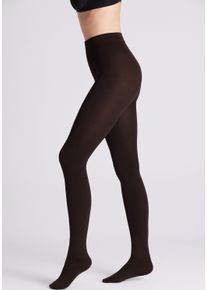 Thermostrumpfhose YSABEL MORA "TIGHTS BASIC COLLECTION", Damen, Gr. XL, braun, Obermaterial: 95% Polyester, 5% Elasthan, unifarben, Strumpfhosen Thermostrumpfhose, mit w&auml;rmender Innenseite f&uuml;r kalte Wintertage