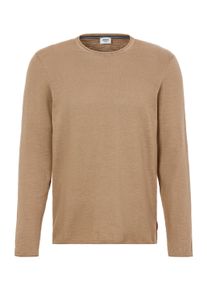 JOOP! Rundhalspullover JOOP JEANS "Barios", Herren, Gr. 3XL, braun (open braun), Strick, Obermaterial: 100% Baumwolle, clean, unifarben, klassisch normal, Rundhals, geschnittene Kante, Pullover Rundhalspullover, mit Strukturmuster