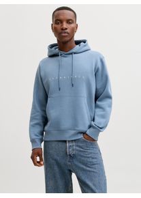 Jack & Jones Kapuzensweatshirt JACK & JONES "JJESTAR mit 3D-Print und Kapuze f&uuml;r vielseitige Anl&auml;sse", Herren, Gr. M, blau mirage, angeraute Sweatware, Obermaterial: 70% Baumwolle, 30% Polyester, bedruckt, relaxed fit normal, Rundhals, Rippb&uuml;ndchen, Sweatshirts Kapuzensweatshirt, Baumwollmischung, relaxed fit