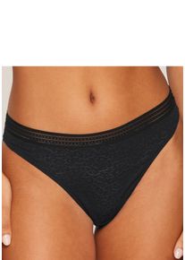String Lascana "Freya", Damen, Gr. 44/46, schwarz, Spitze, Obermaterial: 85% Polyamid, 15% Elasthan, Unterhosen String, aus Spitze in Leo-Optik mit modischem Bund, sexy Dessous, Topseller