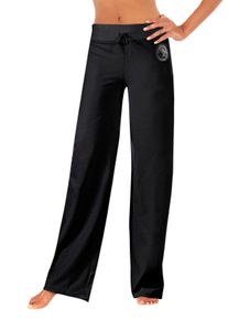 H.I.S. Wellnesshose H.I.S, Damen, Gr. 44/46, N-Gr, schwarz, Interlock, Obermaterial: 60% Baumwolle, 40% Polyester, unifarben, Basic, l&auml;ssig geschnitten lang, Hosen Wellnesshose, mit weitem Bein, Loungewear, Topseller