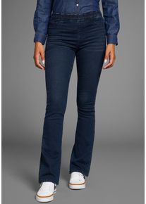 Jeansjeggings Arizona "Bootcut mit leichtem Thermo Effekt", Damen, Gr. 46, N-Gr, blau (dk blau used), Denim/Jeans, Obermaterial: 72% Baumwolle, 26% Polyester, 2% Elasthan, Basic, lang, Jeans Jeansjeggings, High Waist