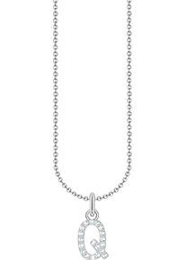 Kette mit Anh&auml;nger Thomas Sabo "Buchstabe" Gr. 45, bunt (silberfarben, wei&szlig;), Halsketten, Damen, 45, Q, Silber 925 (recycelt), Kette mit Anh&auml;nger, mit Zirkonia (synth.)
