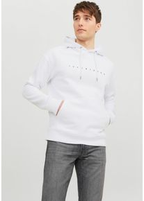 Jack & Jones Kapuzensweatshirt JACK & JONES "JJESTAR mit 3D-Print und Kapuze f&uuml;r vielseitige Anl&auml;sse", Herren, Gr. S, wei&szlig;, angeraute Sweatware, Obermaterial: 70% Baumwolle, 30% Polyester, bedruckt, relaxed fit normal, Rundhals, Rippb&uuml;ndchen, Sweatshirts Kapuzensweatshirt, Baumwollmischung, relaxed fit