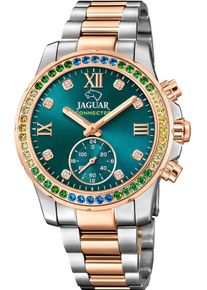 Chronograph Jaguar "Connected", rosa (silberfarben, ros&eacute;goldfarben, petrolfarben), Armbanduhren, Damen, Chronograph, Armbanduhr, Damenuhr, Saphirglas, Stoppfunktion, Swiss Made