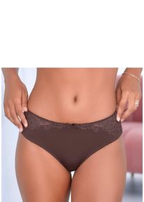 Tanga Lascana "Vittoria", Damen, Gr. 44/46, schokolade, Obermaterial: 84% Polyamid (TACTEL), 16% Elasthan (LYCRA), k&ouml;rpernah, Unterhosen Tanga, mit Spitzeneins&auml;tzen