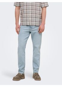 Only & Sons Straight-Jeans ONLY & SONS "ONSWEFT REG. MBD 5094 TAI DNM NOOS", Herren, Gr. 31, L&auml;nge 34, light blau bleached denim, Denim/Jeans, Obermaterial: 98% Baumwolle, 2% Elasthan, Abriebeffekte, regular fit lang, Jeans Straight-Jeans, im 4-Pocket-Style