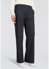 Bootcuthose MAC "CHIARA", Damen, Gr. 46, L&auml;nge 30, blau (night blau stripes), Flanell, Obermaterial: 70% Polyester, 25% Viskose, 5% Elasthan, bootcut fit lang, Hosen Bootcuthose, Bootcut-Form in figurbetonter Form