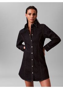 Jeanskleid Calvin Klein Jeans, Damen, Gr. XS (36), N-Gr, classic ck rinse, Denim/Jeans, Obermaterial: 98% Baumwolle, 2% Elasthan, unifarben, regular fit ca. Mitte Oberschenkel, Rundhals, eingesetzt angesetztes B&uuml;ndchen, Kleider Jeanskleid, Regular fit mit Rundhalsausschnitt