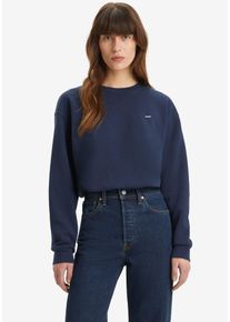 Levi's Sweatshirt LEVI'S "EVERYDAY CREW SWEATSHIRT", Damen, Gr. XS (34), navy blazer brushed fleece, Sweatware, Obermaterial: 58% Baumwolle, 42% Polyester, unifarben, regular fit normal, Rundhals, B&uuml;ndchen, Sweatshirts Sweatshirt, mit kleinem Logo auf der Brust