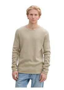 Rundhalspullover Tom Tailor Denim, Herren, Gr. XXL, beige abbe, Strick, Obermaterial: 100% Baumwolle, Strukturmuster, regular fit taillenbedeckt, Rundhals, Pullover Rundhalspullover, mit Struktur