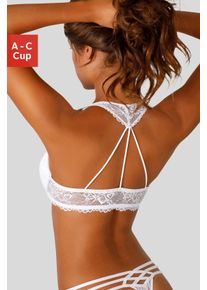 Push-up-BH Lascana, Damen, Gr. 75, Cup C, wei&szlig;, Spitze, Obermaterial: 60% Polyamid, 35% Polyester, 5% Elasthan, BHs Push-up-BH, mit dekorativem Spitzenr&uuml;cken im B&auml;nderdesign, sexy Dessous, Topseller
