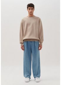 Strickpullover STUDIO SEIDENSTICKER "Studio", Herren, Gr. M, braun (hellbraun), 100% Polyester, unifarben, oversize, Rundhals, Pullover Strickpullover, Langarm Rundhals Uni