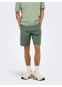Only & Sons Shorts ONLY & SONS "ONSLEO LIFE 0009 SEERSUCKER SHORTS NOOS", Herren, Gr. L, N-Gr, grau (castor gray), Web, Obermaterial: 100% Baumwolle, unifarben, regular fit knielang, Hosen Shorts