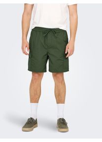 Only & Sons Cargoshorts ONLY & SONS "ONSKAL CARGO 0287 SHORTS CS", Damen, Gr. L, N-Gr, gr&uuml;n (beetle), Web, Obermaterial: 100% Baumwolle, unifarben, slim fit, Hosen Cargoshorts