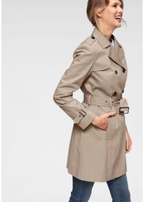 Trenchcoat Aniston CASUAL, Damen, Gr. 38, beige, Web, Obermaterial: 100% Baumwolle. Futter: 100% Polyester, unifarben, figurumspielend ca. Mitte Oberschenkel, verstellbar, M&auml;ntel Trenchcoat, mit G&uuml;rtel zum Regulieren, Topseller