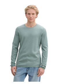 Rundhalspullover Tom Tailor Denim, Herren, Gr. XL, blau (light ice), Strick, Obermaterial: 100% Baumwolle, Strukturmuster, regular fit taillenbedeckt, Rundhals, Pullover Rundhalspullover, mit Struktur