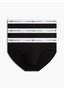 Slip "BRIEF", Herren, Gr. XL (54), 3 Stk., schwarz, schwarz, schwarz, Jersey, Obermaterial: 95% Baumwolle, 5% Elasthan, Tommy Hilfiger Underwear, unifarben, Unterhosen Slip, Unterhose mit Logobund, Topseller