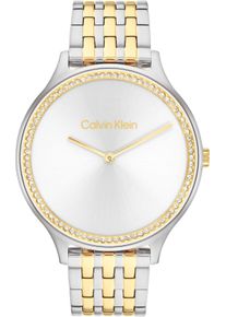 Quarzuhr Calvin Klein "CK TIMELESS", silber (silberfarben, goldfarben, silberfarben), Armbanduhren, Damen, Quarzuhr, Armbanduhr, Damenuhr, Glaskristalle, Edelstahlarmband