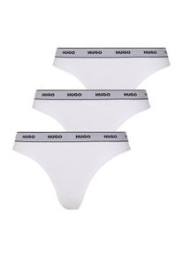 T-String HUGO UNDERWEAR "TRIPLET THONG STRIPE", Damen, Gr. XS (34), 3 Stk., wei&szlig; (wei&szlig; 100), Jersey, Obermaterial: 95% Baumwolle, 5% Elasthan, unifarben, k&ouml;rpernah, Unterhosen T-String, mit Logoschriftzug auf dem Bund