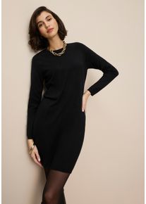 Strickkleid Tamaris, Damen, Gr. 36, N-Gr, schwarz (eco schwarz), Feinstrick, Obermaterial: 50% Viskose, 28% Polyester, 22% Polyamid, Basic, figurumspielend ca. Mitte Oberschenkel, Rundhals, Raglan&auml;rmel, Kleider Strickkleid, l&auml;ssiges Mini-Kleid aus Viskosemischung