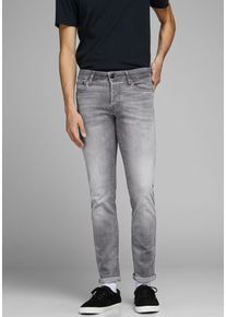 Jack & Jones Slim-fit-Jeans JACK & JONES "JJIGLENN JJICON JJ 619 50SPS NOOS", Herren, Gr. 29, L&auml;nge 34, grau (grau, denim), Denim/Jeans, Obermaterial: 93% Baumwolle, 5% Polyester, 2% Elasthan, Abriebeffekte, slim fit lang, Jeans Slim-fit-Jeans, Baumwollmischung, slim fit
