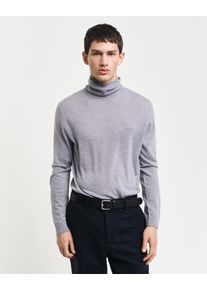 Rollkragenpullover Gant "EXTRAFINE MERINO WOOL TURTLENECK", Herren, Gr. 4XL, grau (grau melange), Strick, Obermaterial: 100% Wolle, regular fit, Rippb&uuml;ndchen, Pullover Rollkragenpullover