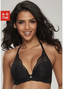 Neckholder-BH Nuance "Vivianna", Damen, Gr. 85, Cup A, schwarz, Microtouch, Obermaterial: 60% Polyamid, 35% Polyester, 5% Elasthan, BHs Neckholder-BH, mit verschiedenen Tragevarianten, mit floraler Spitze, Dessous