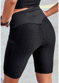 Radlerhose Vivance ACTIVE, Damen, Gr. L (44/46), N-Gr, schwarz, Obermaterial: 86% Polyester, 14% Elasthan. Meshfutter: 90% Polyester, 10% Elasthan, Mesh, unifarben, figurbetont kniefrei, Hosen Radlerhose, mit Wabendesgin und zwei Taschen