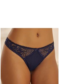 String Vivance, Damen, Gr. 44/46, blau (midnight blau), Microtouch, Obermaterial: 90% Polyamid, 10% Elasthan, k&ouml;rpernah, Unterhosen String, mit seitlichen Spitzeneins&auml;tzen in blumiger Optik, Topseller