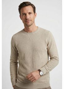 Rundhalspullover OLYMP "OLYMP Strick Casual", Herren, Gr. S, beige (hellbeige), Obermaterial: 100% Baumwolle, schmal, Rundhals, Pullover Rundhalspullover, mit modischem Strukturmuster