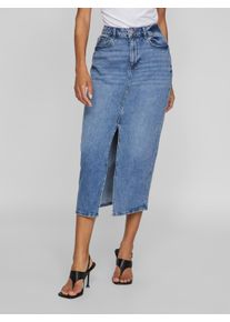 Jeansrock Vila "VIJAF HW MIDI DENIM SKIRT-NOOS", Damen, Gr. 40, blau (medium blau denim detail:wash mbd, 011), Denim/Jeans, Obermaterial: 99% Baumwolle, 1% Elasthan, wadenlang, R&ouml;cke Jeansrock