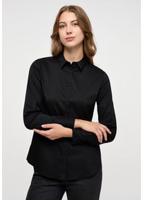 Hemdbluse Eterna "FITTED", Damen, Gr. 44, schwarz, 4% Elasthan, 26% Polyamid, 70% Lyocell, schmal, Blusen Hemdbluse, EASY IRON (b&uuml;gelleicht)