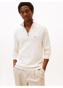 Troyer Tommy Hilfiger "ESSENTIAL COTTON ZIP MOCK", Herren, Gr. XL, beige (ivory petal), Strick, Obermaterial: 100% Baumwolle, regular fit, Pullover Troyer