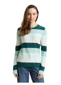 Strickpullover Tom Tailor "Otto", Damen, Gr. XL, gr&uuml;n mint, Strick, Obermaterial: 60% Baumwolle, 40% Viskose, gestreift, regular fit normal, Rundhals, Rollkante, Pullover Strickpullover, mit Viskose