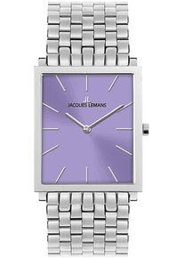 Quarzuhr Jacques Lemans "Nizza", silber (silberfarben, lila), Armbanduhren, Damen, Quarzuhr, Armbanduhr, Damenuhr, Edelstahlarmband